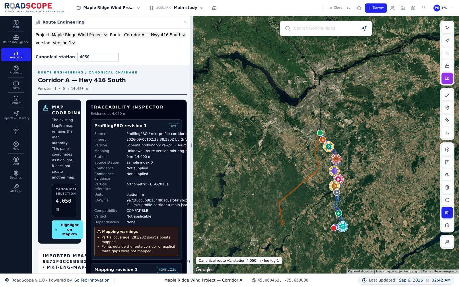 RoadScope route engineering overview