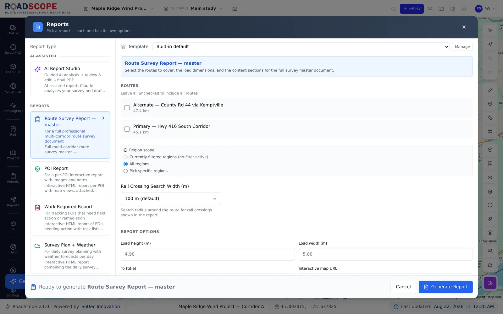 RoadScope reports for project owners